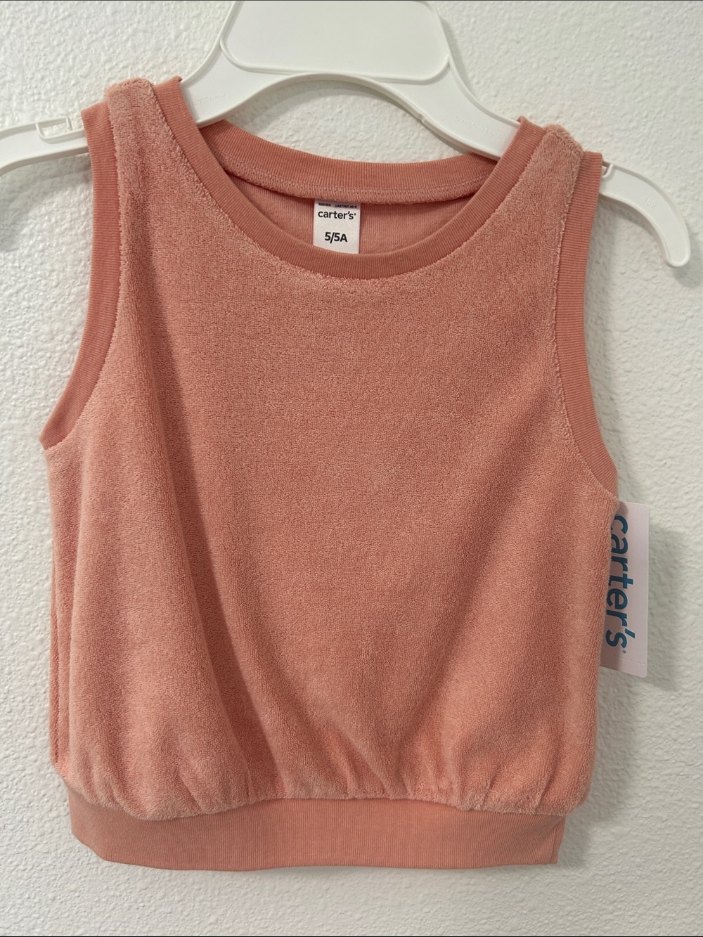 Carter's Peach Terry Sleeveless Tank Top, Size 5T, NWT